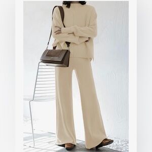 High Neck Oatmeal Knit Set